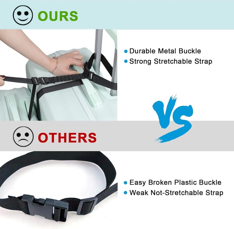 Vigorport Luggage Straps, Metal Luggage Connector Straps for Suitcases, Stretchable Add a Bag Adjustable Accessories Travel Belts (Black, Normal) - Image 4